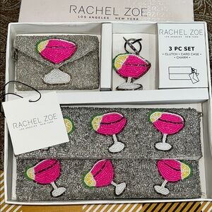 NWT Rachel Zoe Crossbody Card Case Bag Charm Set 3 Piece Strawberry Margarita